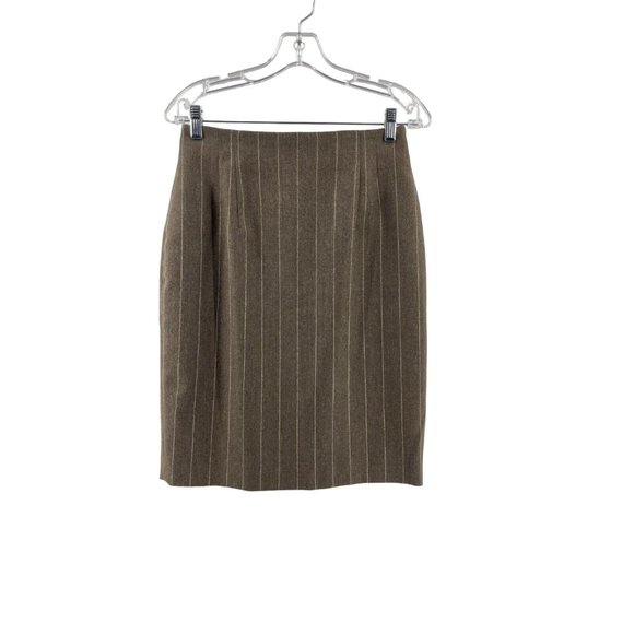 Jones New York Women's Brown Pinstripe 100% Wool Lined Pencil Skirt Size 8 - Picture 2 of 12